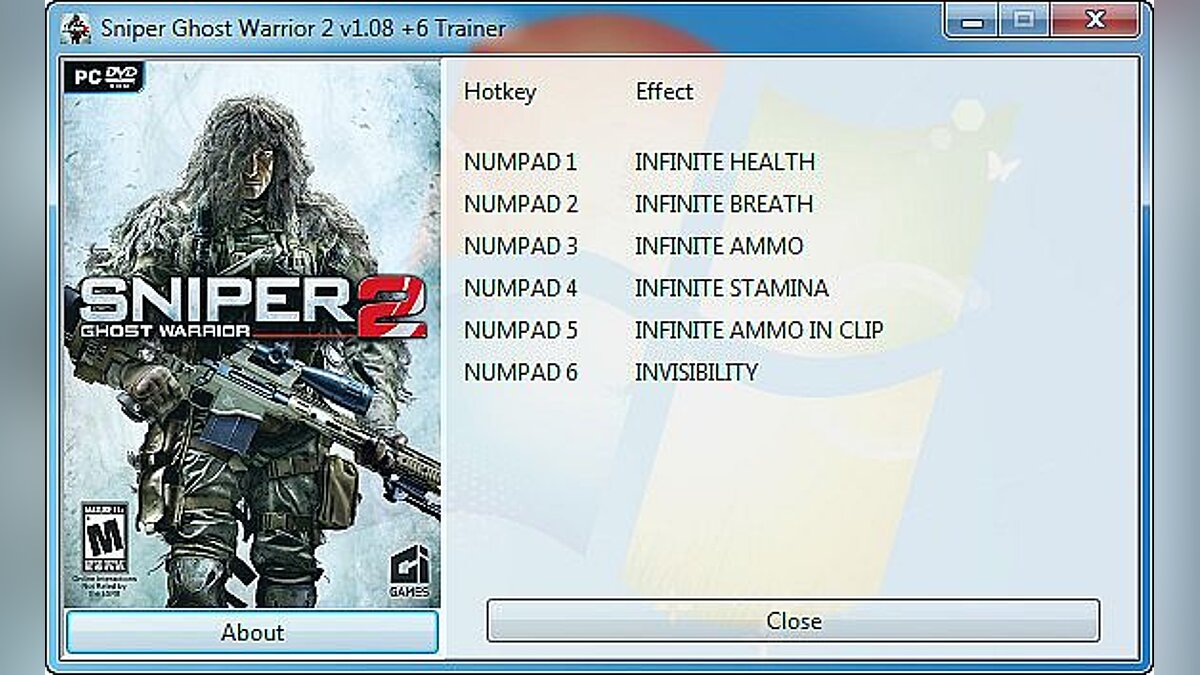 Sniper: Ghost Warrior 2 — Trainer (+6) [1.08] [GRIZZLY]