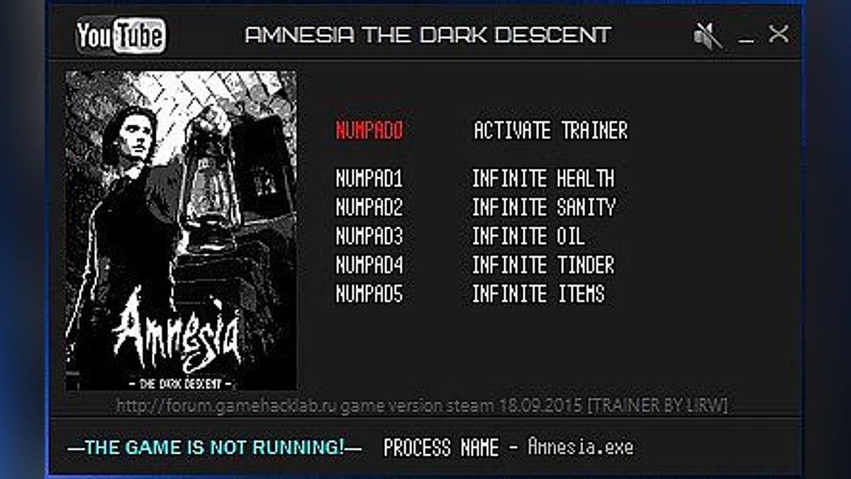 Amnesia: The Dark Descent — Trainer (+6) [Latest Steam] [LIRW / GHL]