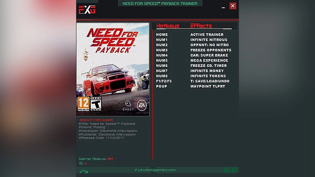 Need for Speed Payback — Trainer (+10) [1.0.51.15364] [FutureX]