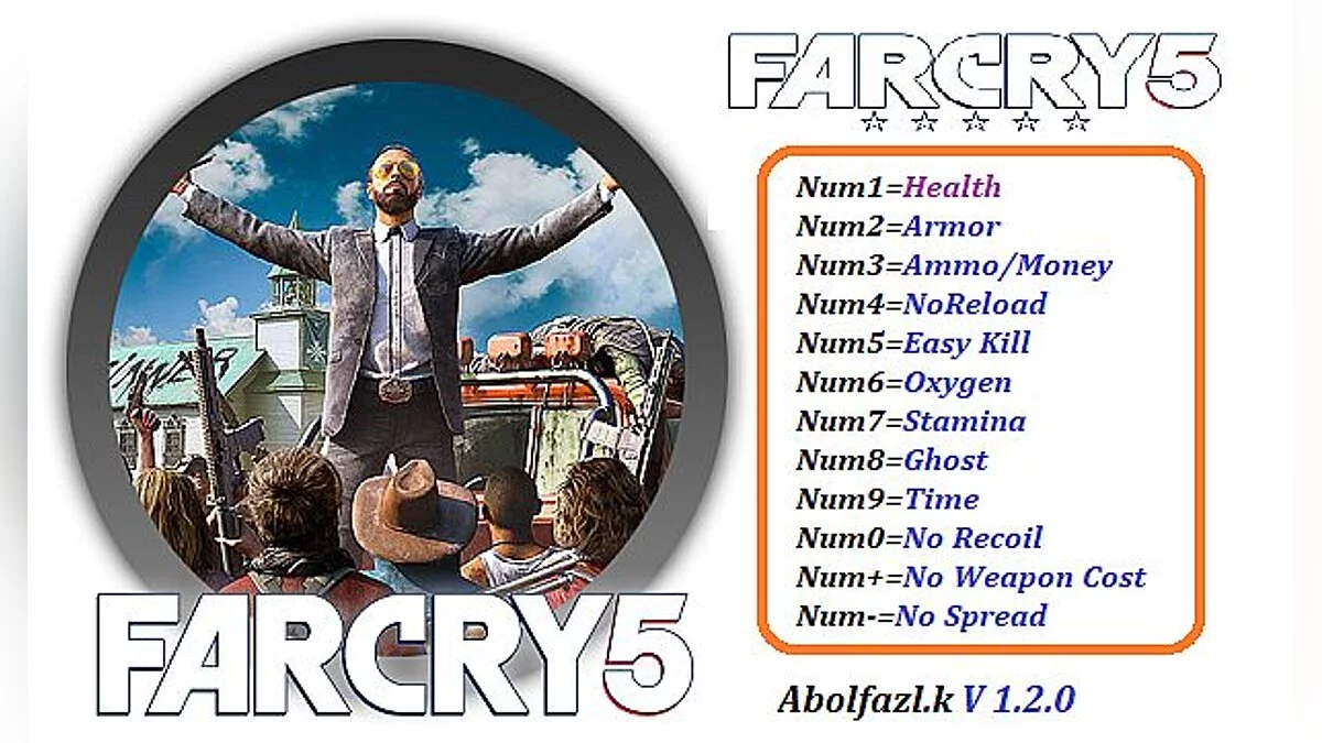 Far Cry 5 — Trainer (+12) [1.2.0] [Abolfazl.k]