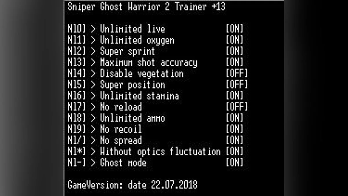 Sniper: Ghost Warrior 2 — Trainer (+10) [Steam] [LIRW / GHL] - Updated: 07/23/2018