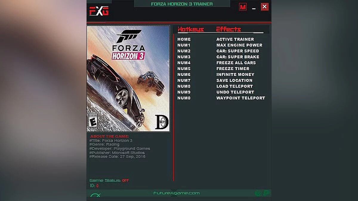 Forza Horizon 3 — Trainer (+10) [v1.0.119.1002] [FutureX]