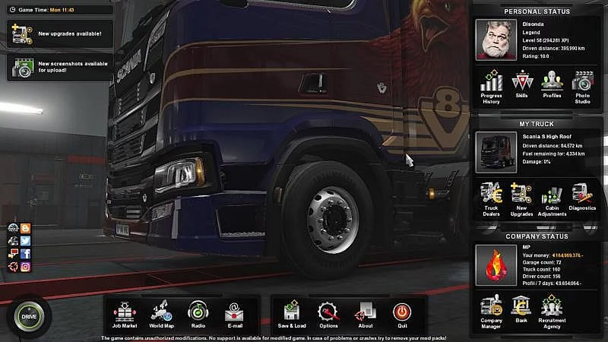 Euro Truck Simulator 2 — Сохранение / SaveGame (Открыто 100% карты без DLC)