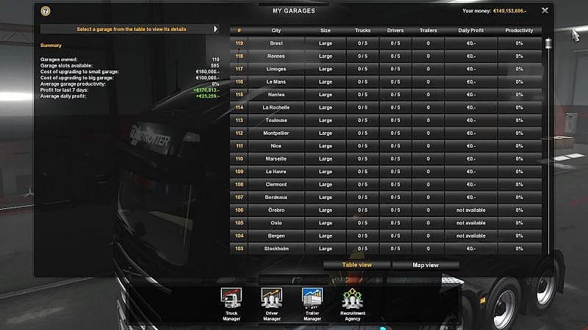 Euro Truck Simulator 2 — Збереження / Savegame (рівень 373, всі гаражі, карта 100%) [1,32: DLC Scandinavia / Vive La France / збирається на схід!]