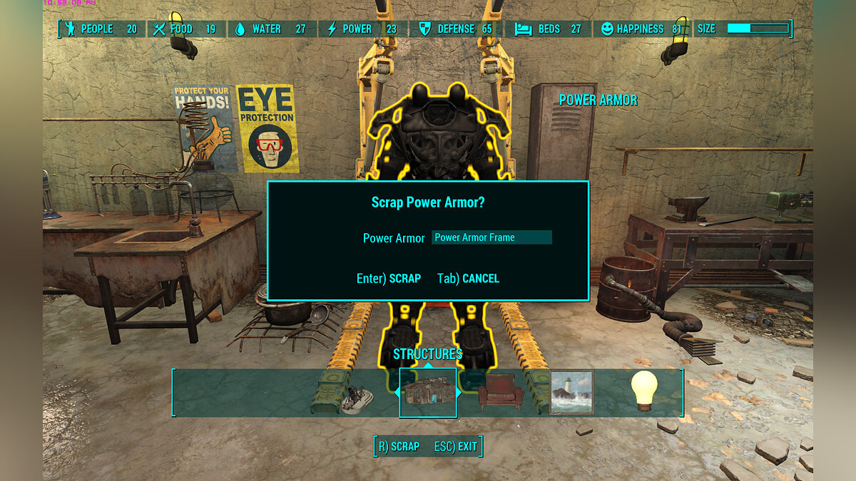 Fallout 4 — Collecting frames in the workshop menu (Restore Power Armor Frames) [1.0]