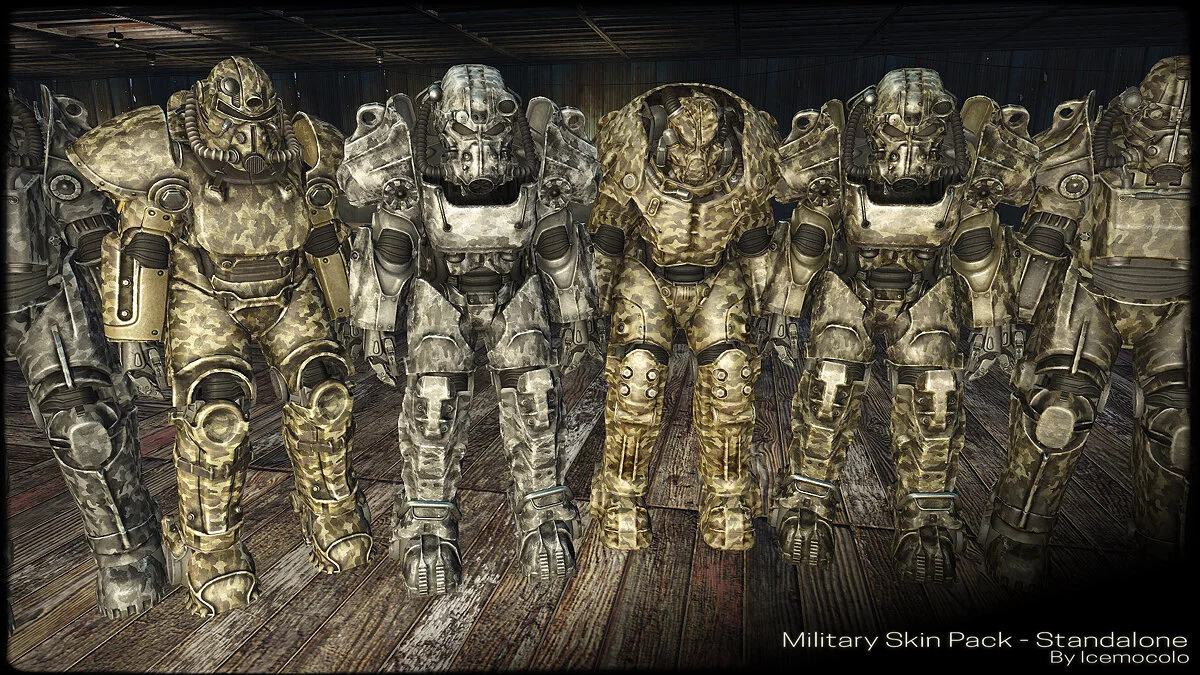 Fallout 4 — Камуфляжная раскраска для силовой брони (Military Power Armor Skin Pack) [1.0]