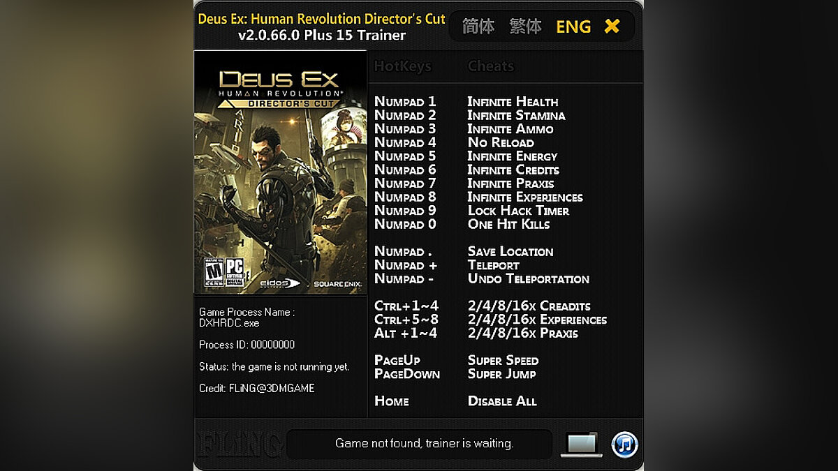 Deus Ex: Human Revolution — Trainer (+15) [2.0.66.0]