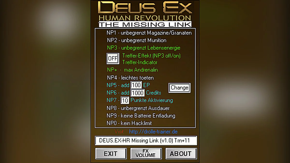 Deus Ex: Human Revolution — Trainer (+11) [1.0.62.9]