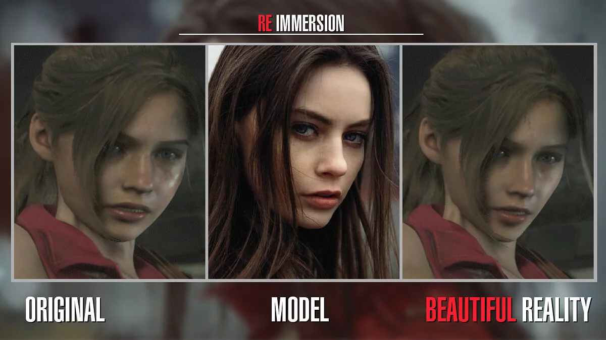 Resident Evil 2 — Claire has a beautiful model face (Beautiful Reality Face) [1.0]