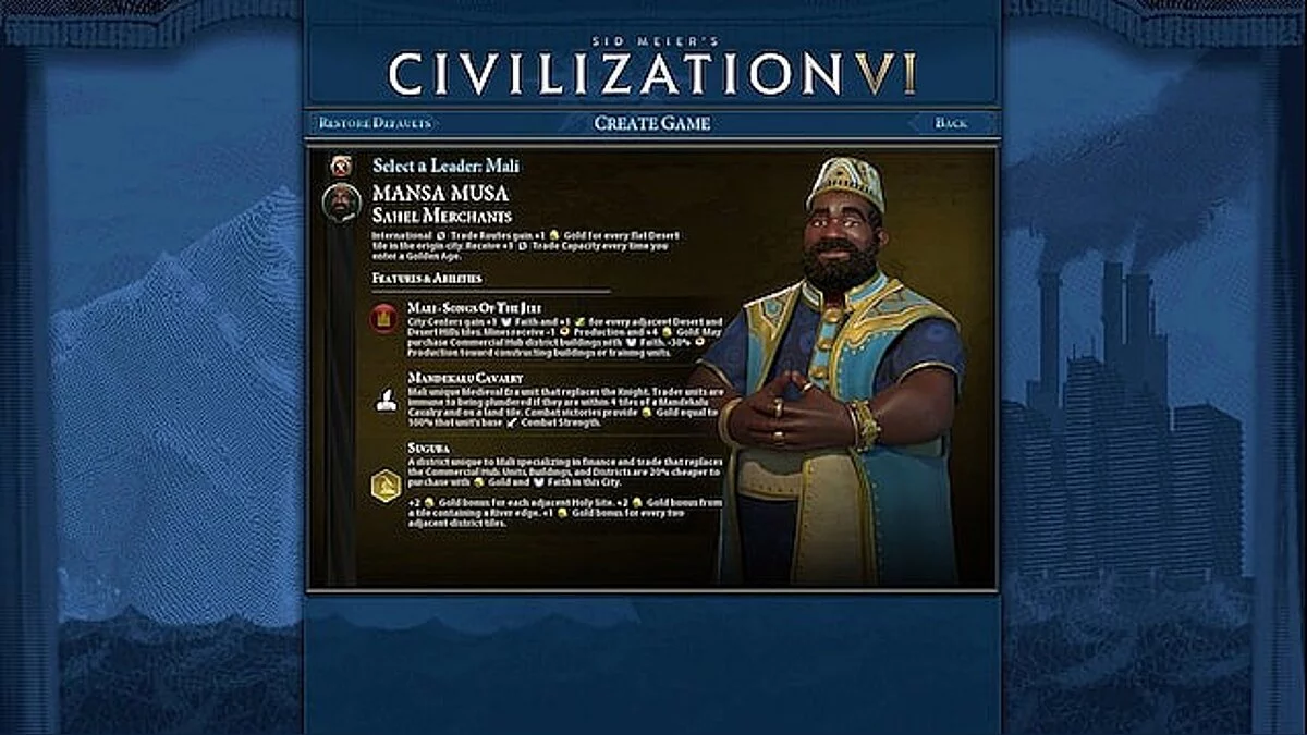 Sid Meier's Civilization 6 — Новый экран выбора цивилизации с выбором цвета