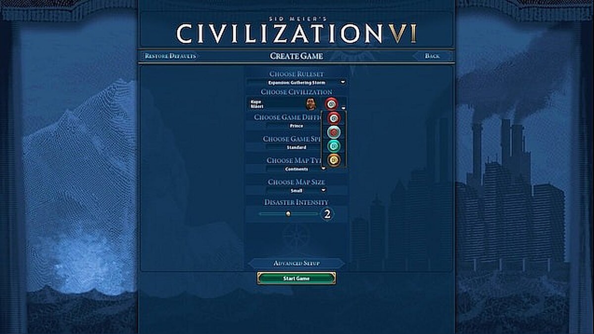 Sid Meier&#039;s Civilization 6 — New civilization selection screen with color selection