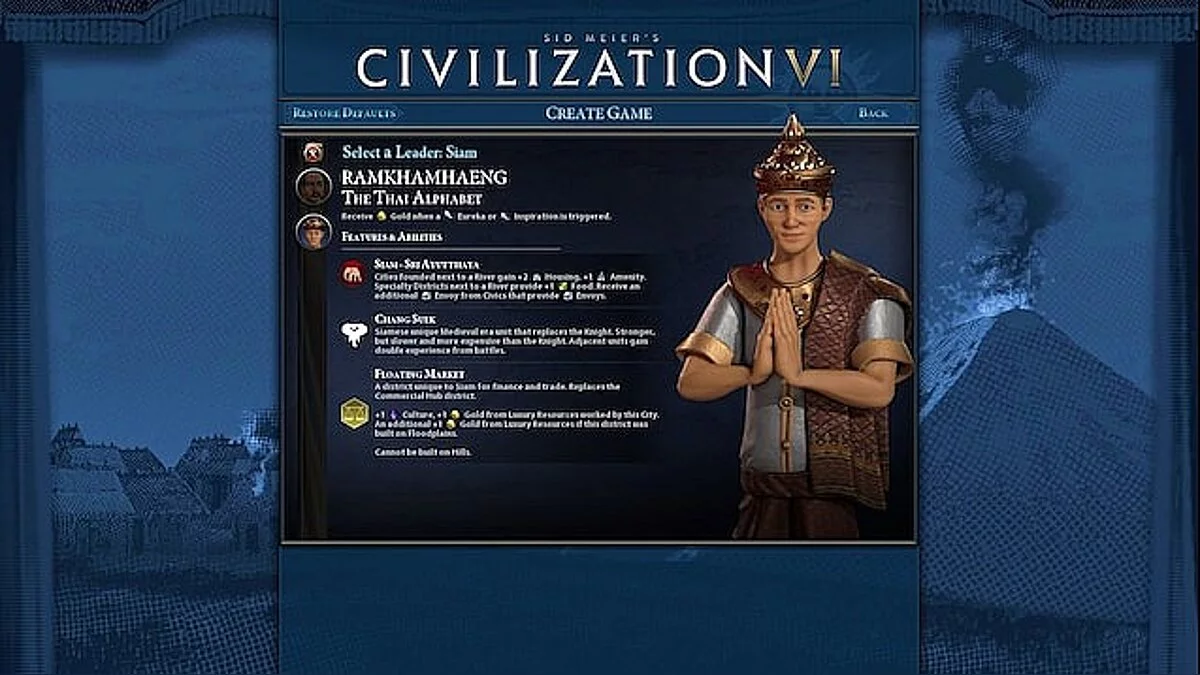Sid Meier's Civilization 6 — Новый экран выбора цивилизации с выбором цвета