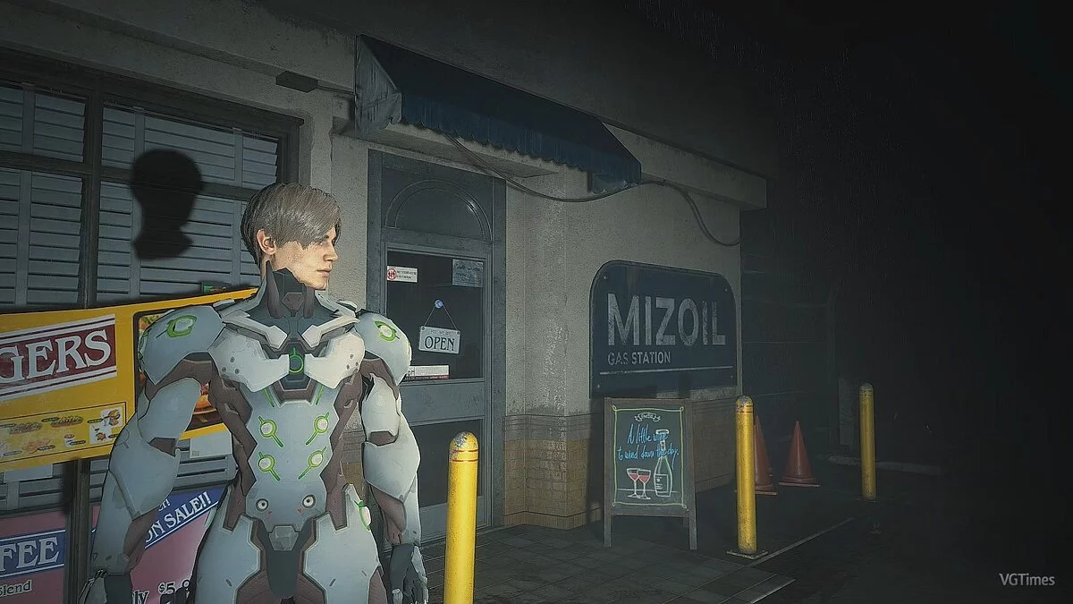 Resident Evil 2 — Leon dressed as Genji from Overwatch