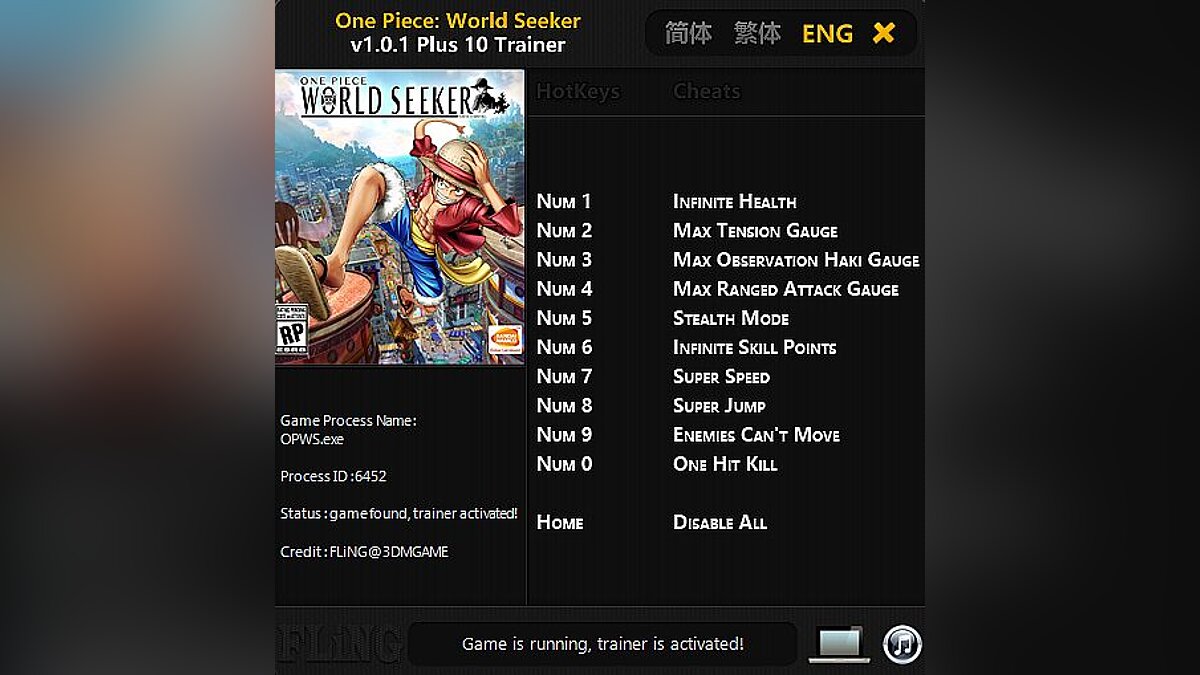 One Piece: World Seeker — Trainer (+10) [1.0.1]