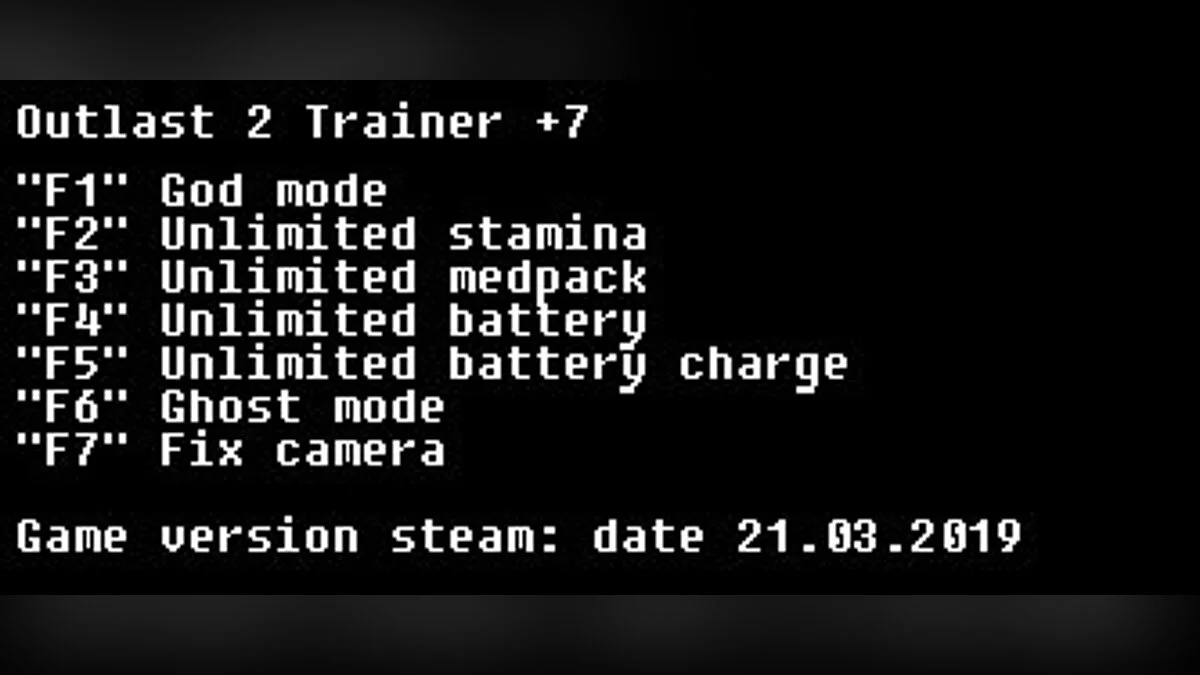 Outlast 2 — Трейнер / Trainer (+7) [Steam 21.03.2019] [LIRW / GHL]