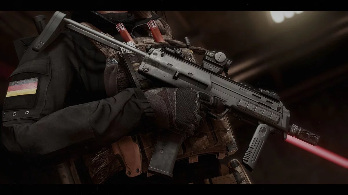 Fallout 4 — Subfusil MP7 con muchas modificaciones.