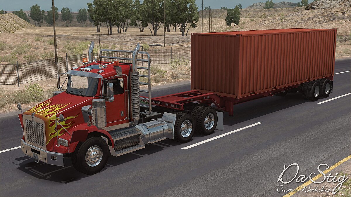 American Truck Simulator — Kenworth T800 truck in traffic