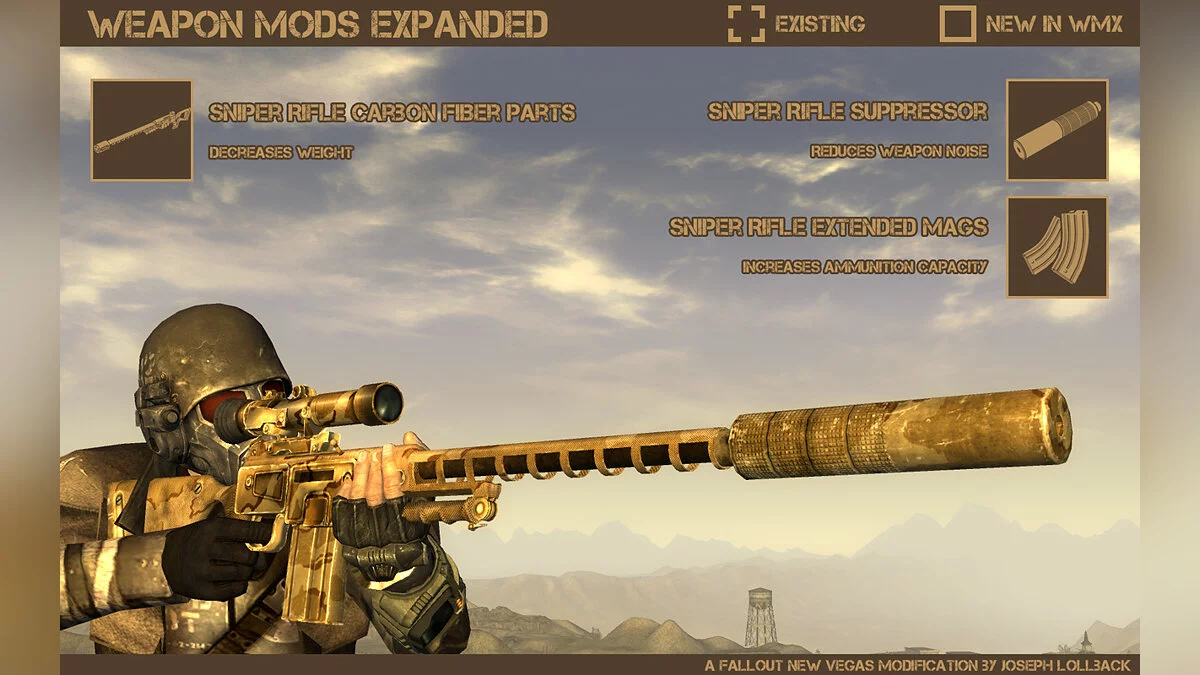 Fallout: New Vegas — Розширена модифікація зброї (Weapon Mods Expanded – WMX) [1.1.4]