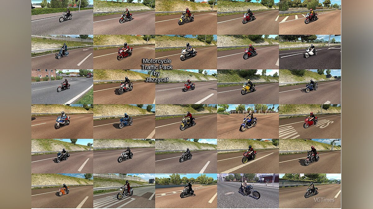 Euro Truck Simulator 2 — Pack of motorcycles in traffic from Jazzycat [2.8]