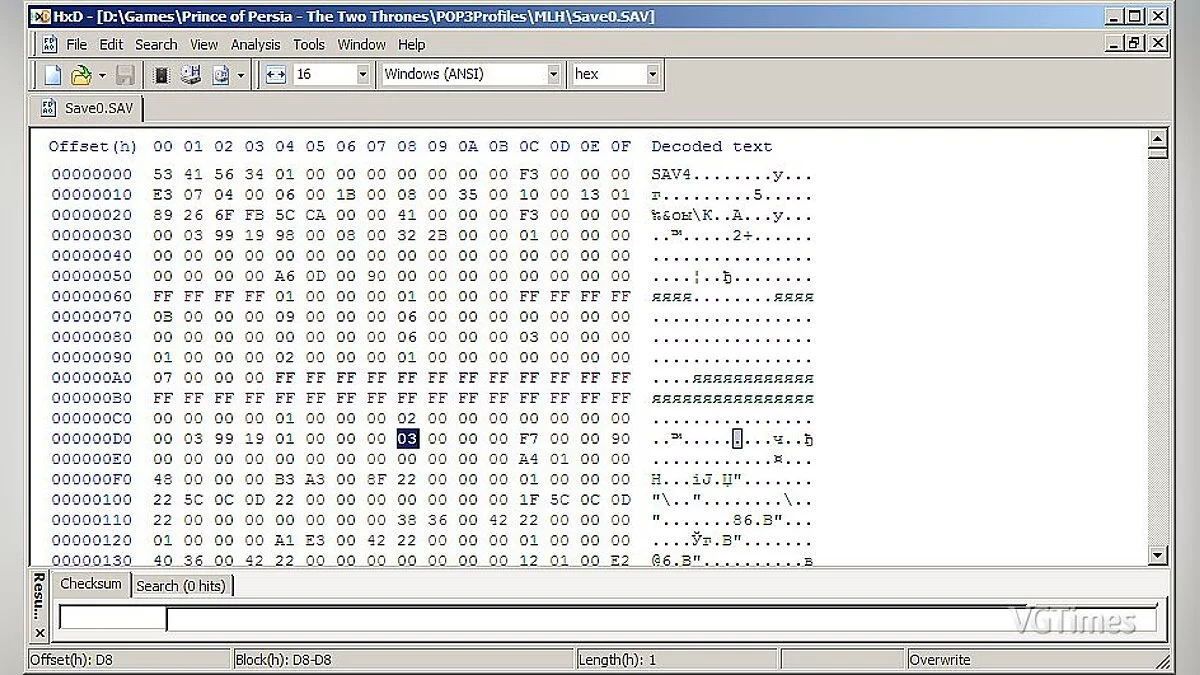 Prince of Persia: The Two Thrones — Збереження / SaveGames (Рівень складності Impossible) [1.0.0.188, пропатчена для редагування збережень]