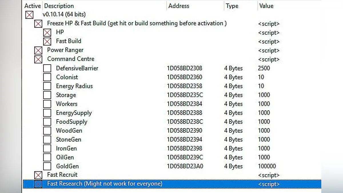 They Are Billions — Table for Cheat Engine [Upd v0.10.14] [Cake-san]