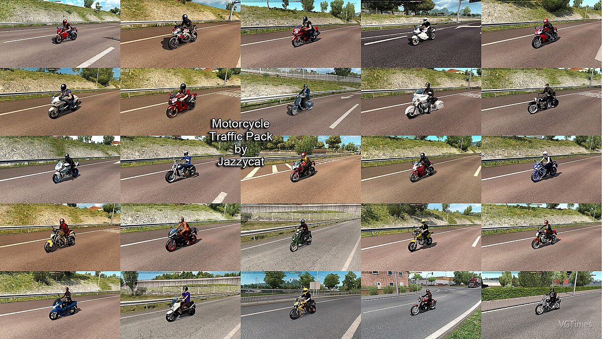 Euro Truck Simulator 2 — Pack of motorcycles in traffic from Jazzycat [3.0]