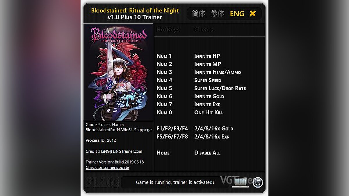 Bloodstained: Ritual of the Night — Trainer (+10) [1.0] [FLiNG]