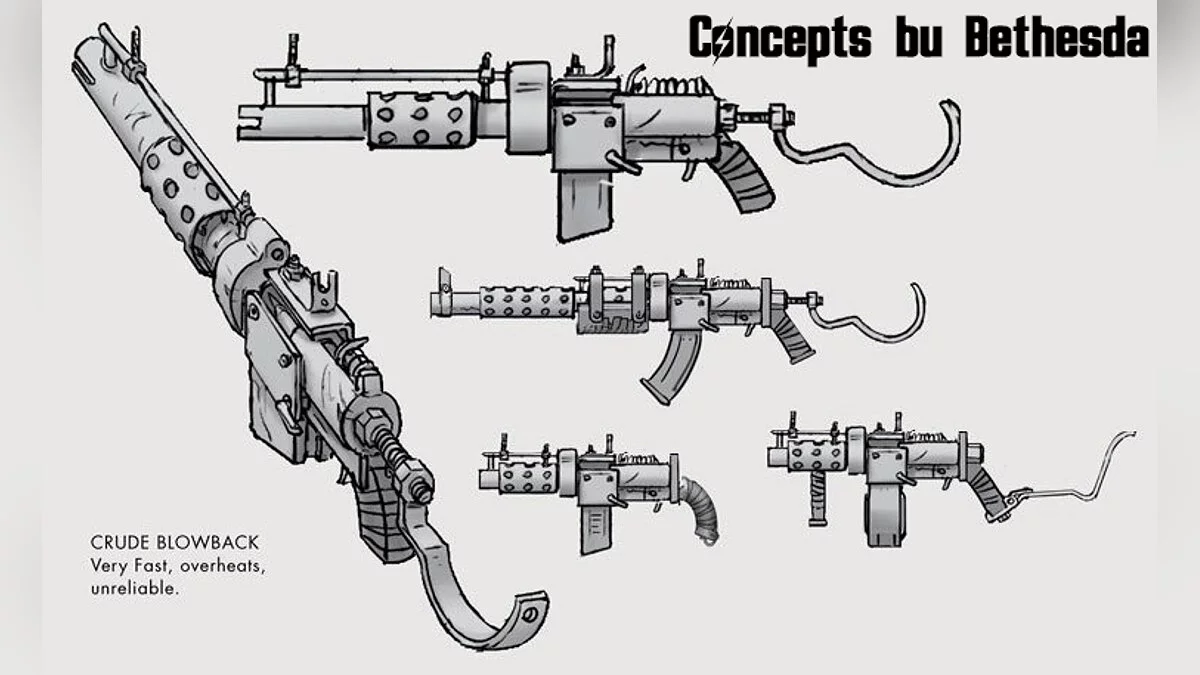 Fallout 4 — Crude Blowback: un rifle casero del arte conceptual del juego.