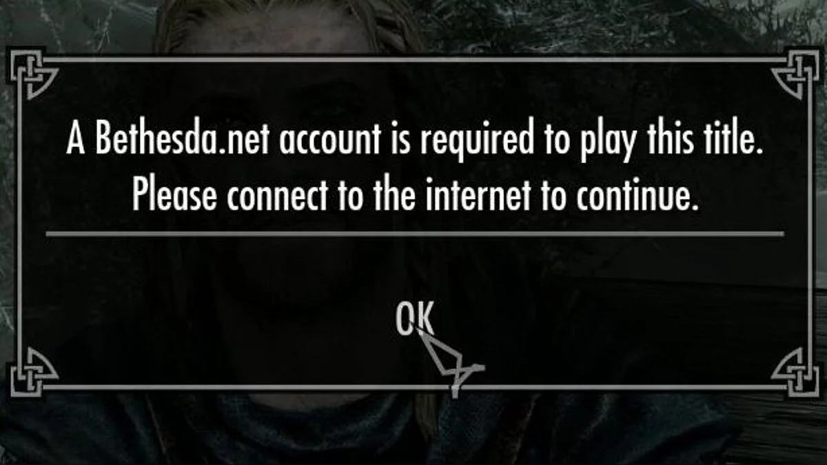 Elder Scrolls 5: Skyrim Special Edition — "A Bethesda.Net account is required to play" message