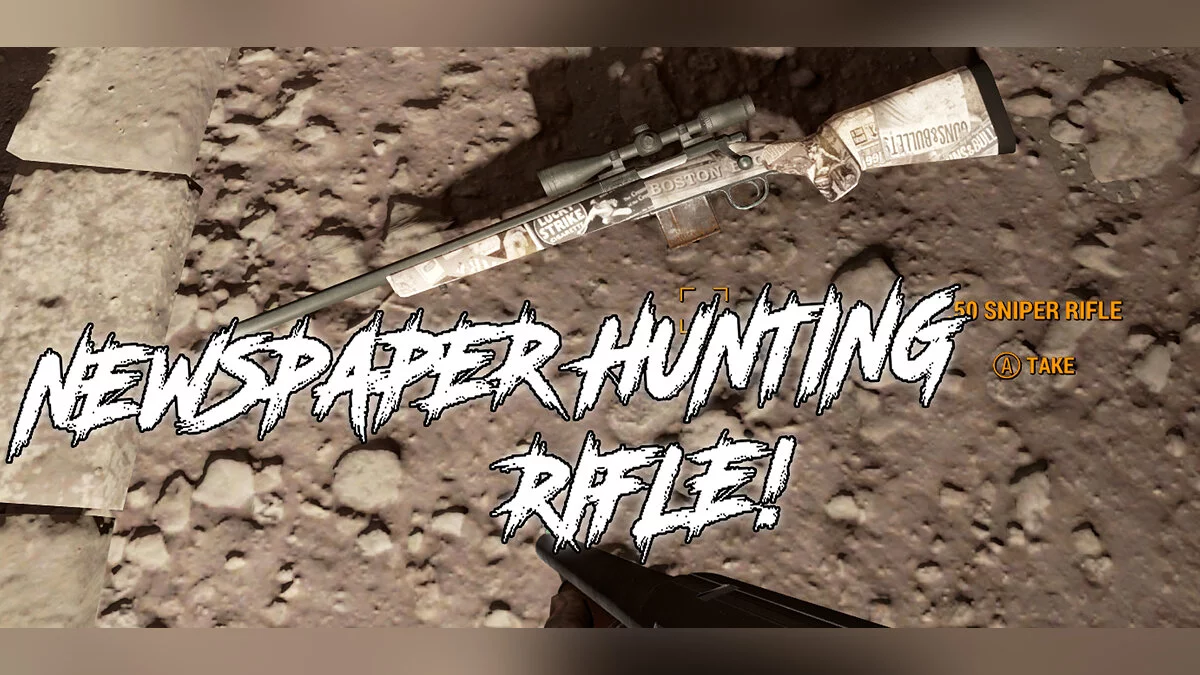 Fallout 4 — Hunting rifle covered with newspapers