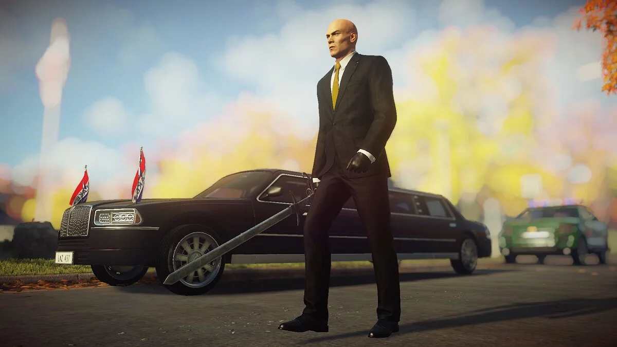 Hitman 2 — Traje negro con corbata amarilla.