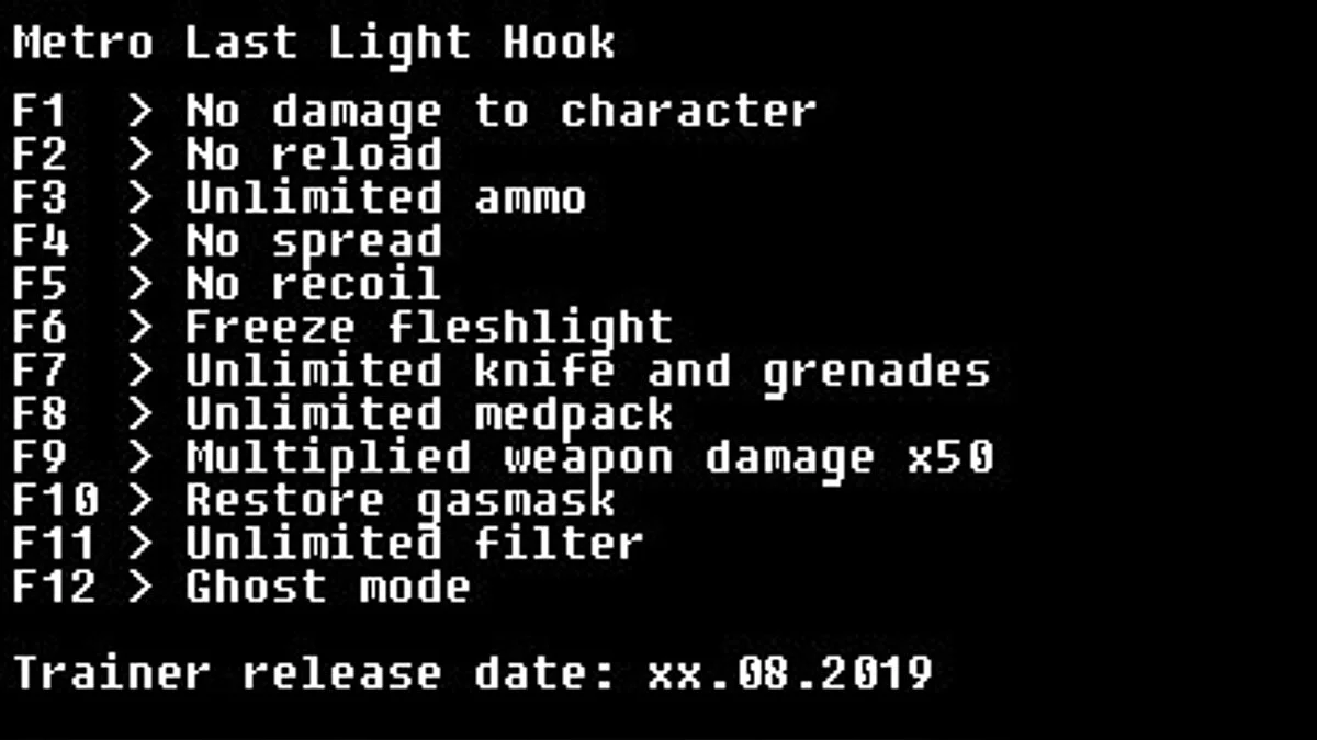Metro: Last Light — Трейнер  (+12)