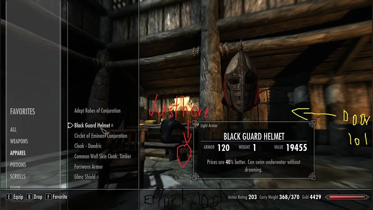 The Elder Scrolls 5: Skyrim — Чёрный чит-шлем стражника