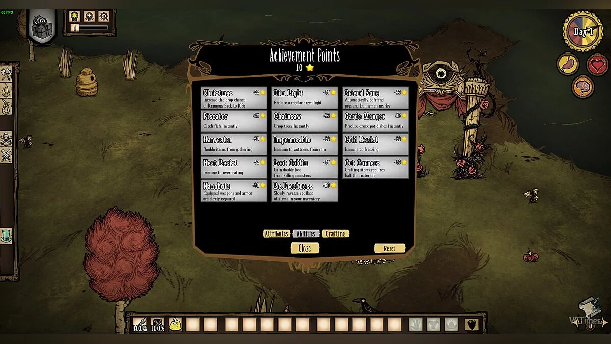 Don&#039;t Starve — Sistemas de logros y bonificaciones