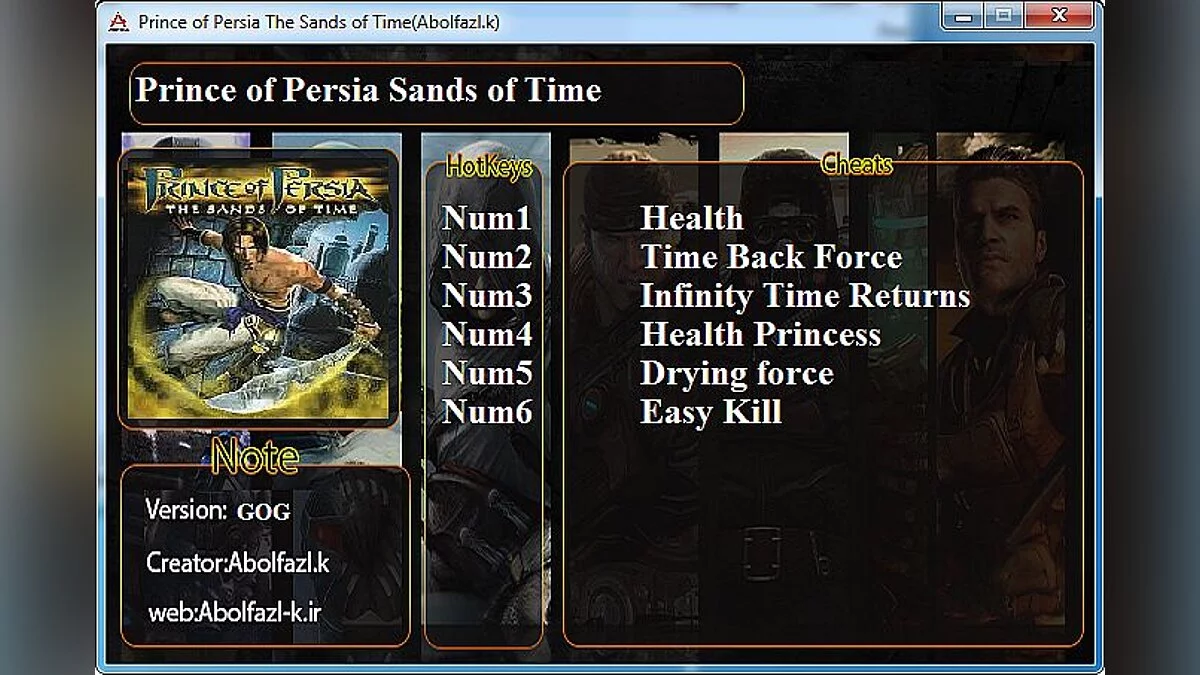 Prince of Persia: The Sands of Time — Entrenador (+6) [1.0 (GOG)]