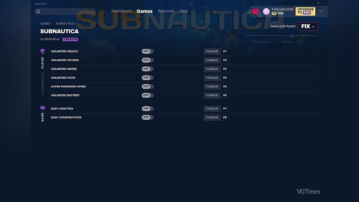 Subnautica — Trainer (+8) from 12/13/19 [WeMod]