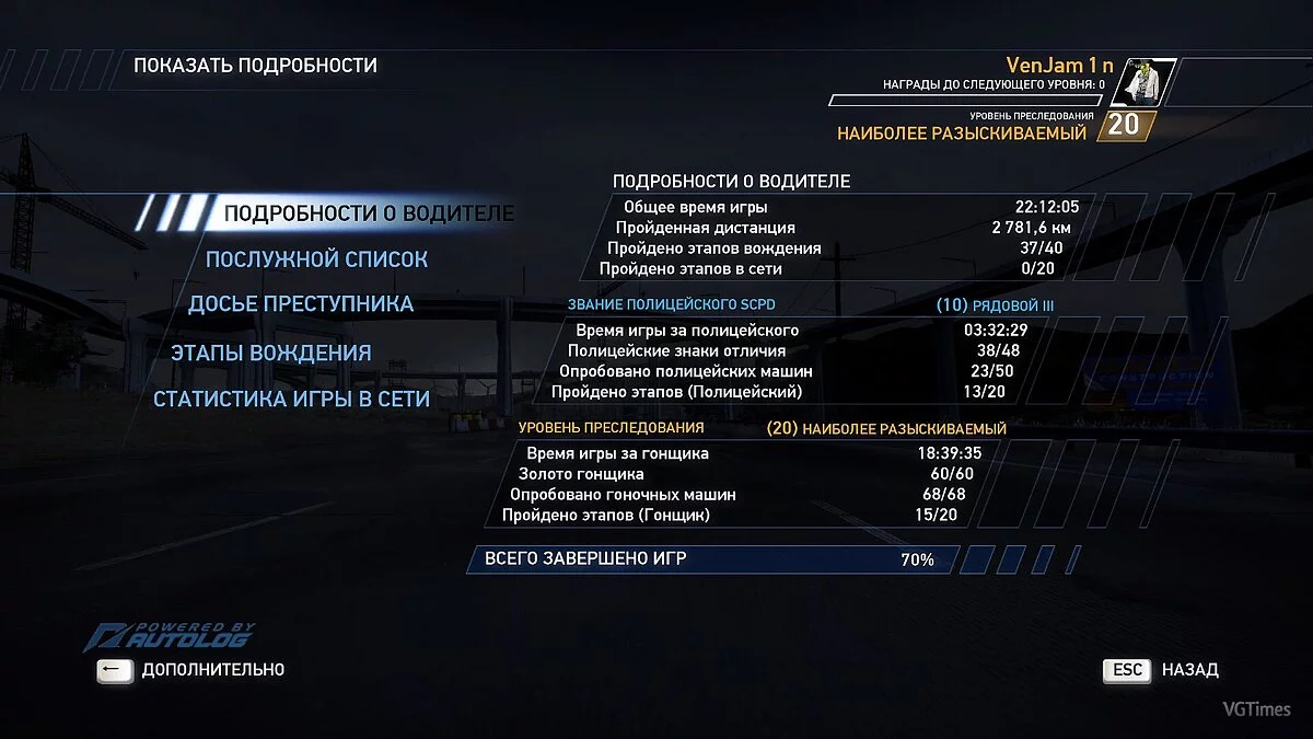 Need for Speed: Hot Pursuit (2010) — Збереження (20 рівень, все на золото) [Steam/Origin-Ліцензія]