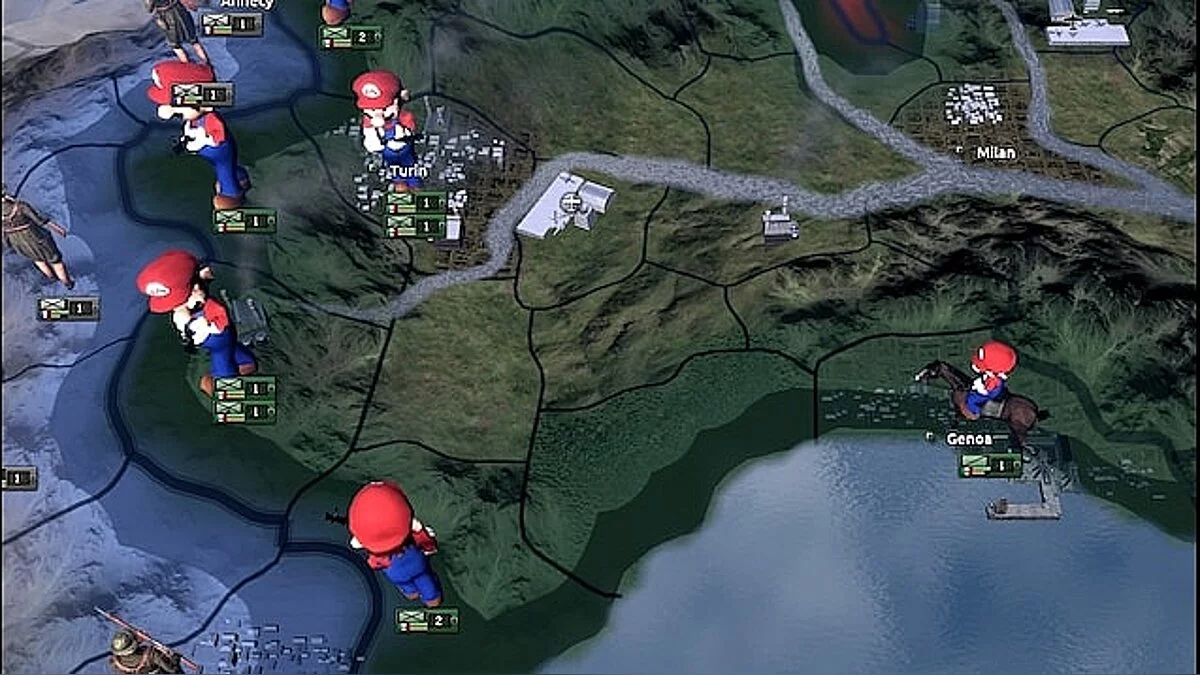Hearts of Iron 4 — Марио вместо итальянских юнитов