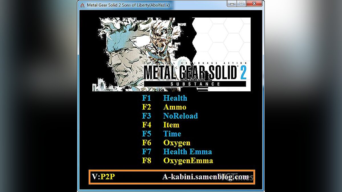 Metal Gear Solid 2: Sons of Liberty — Trainer (+8) [1.0]