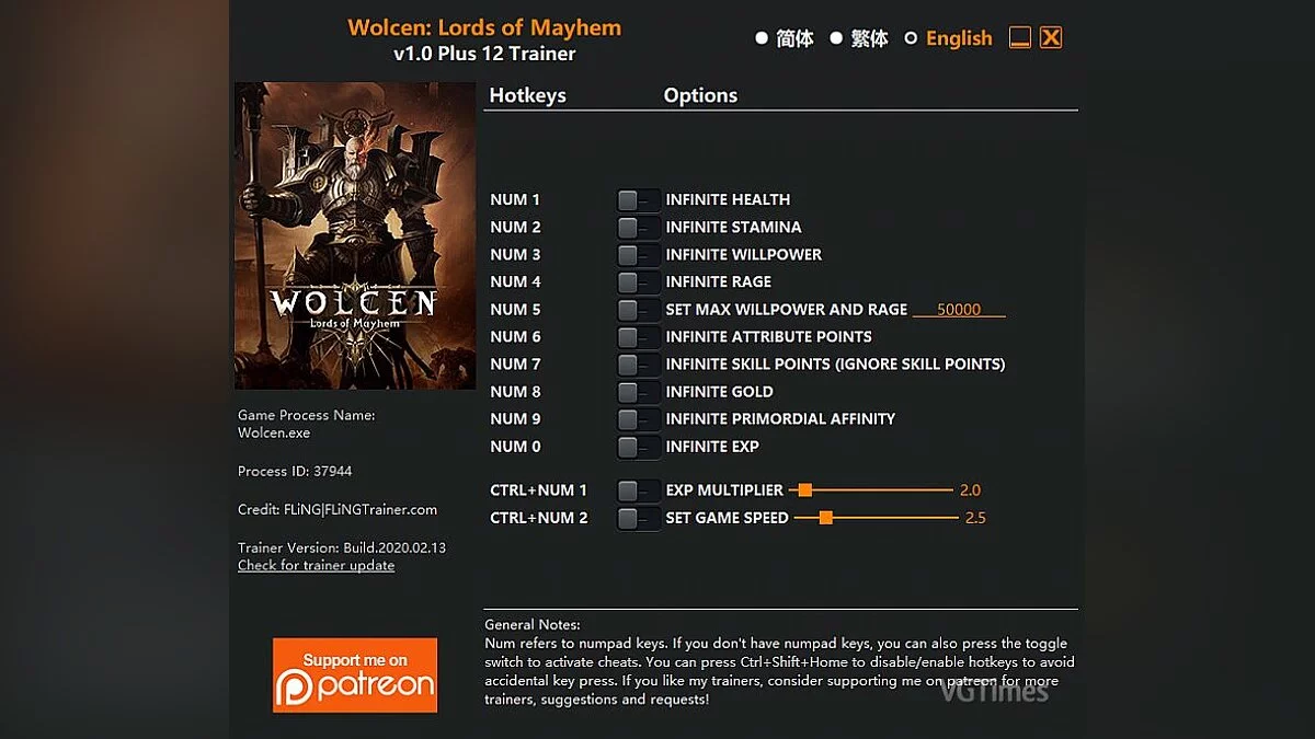 Wolcen: Lords of Mayhem — Trainer (+12) [1.0]