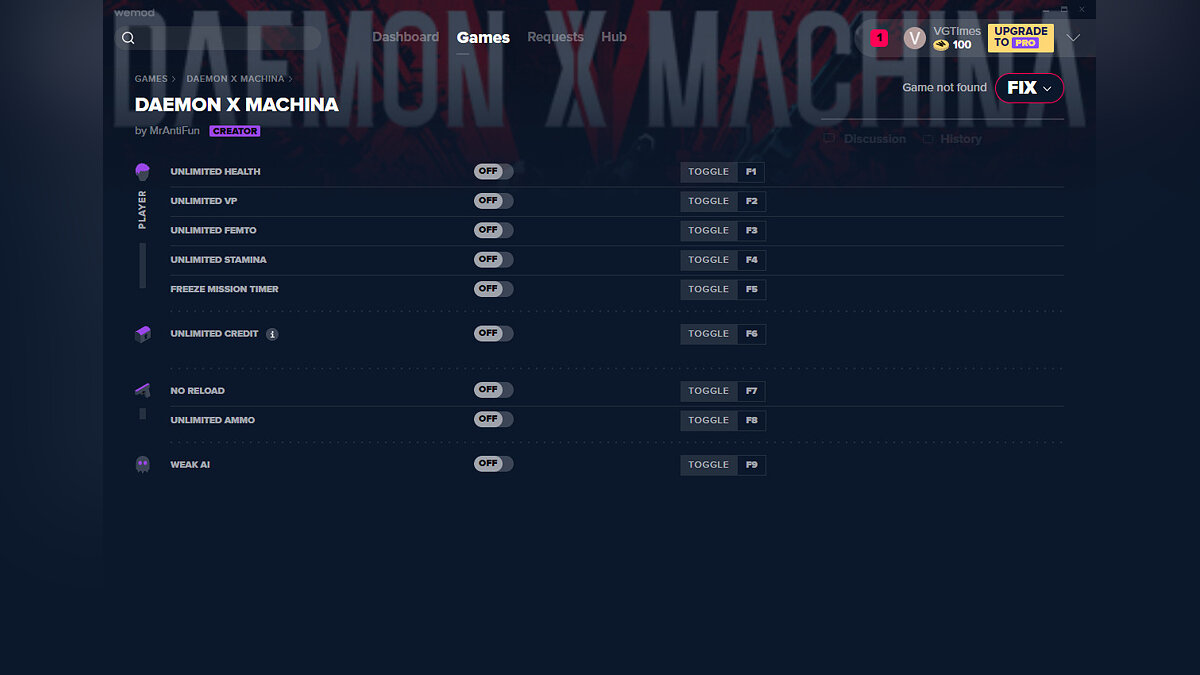 Daemon X Machina — Trainer (+9) from 02/14/2020 [WeMod]