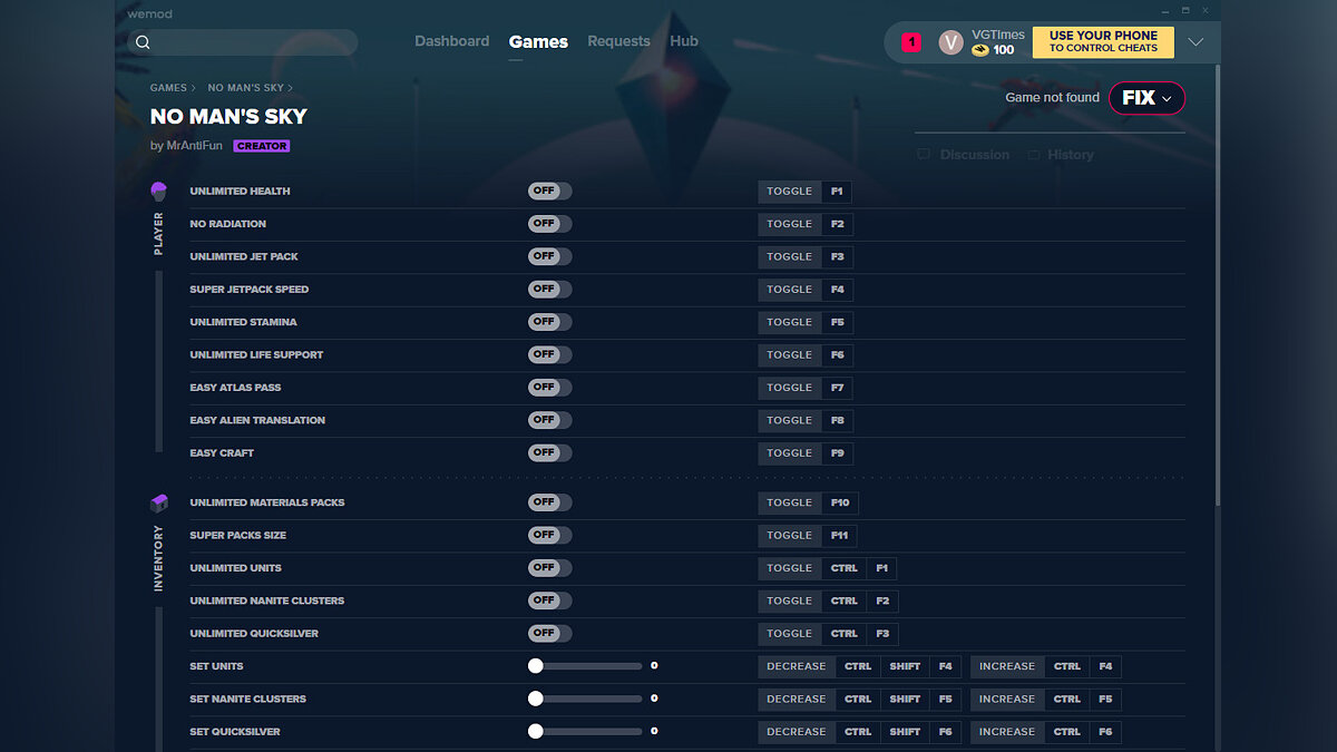 No Man&#039;s Sky — Trainer (+26) from 02/24/2020 [WeMod]