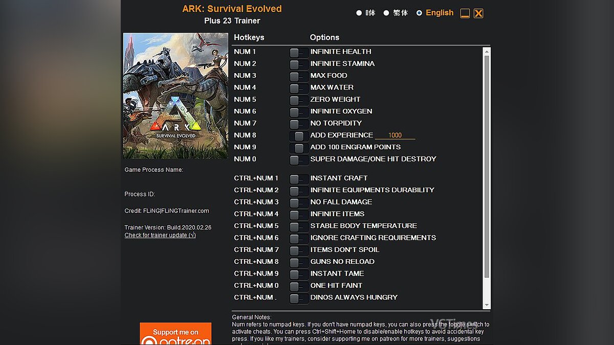 ARK: Survival Evolved — Trainer (+23) [Update: 02/26/2012]