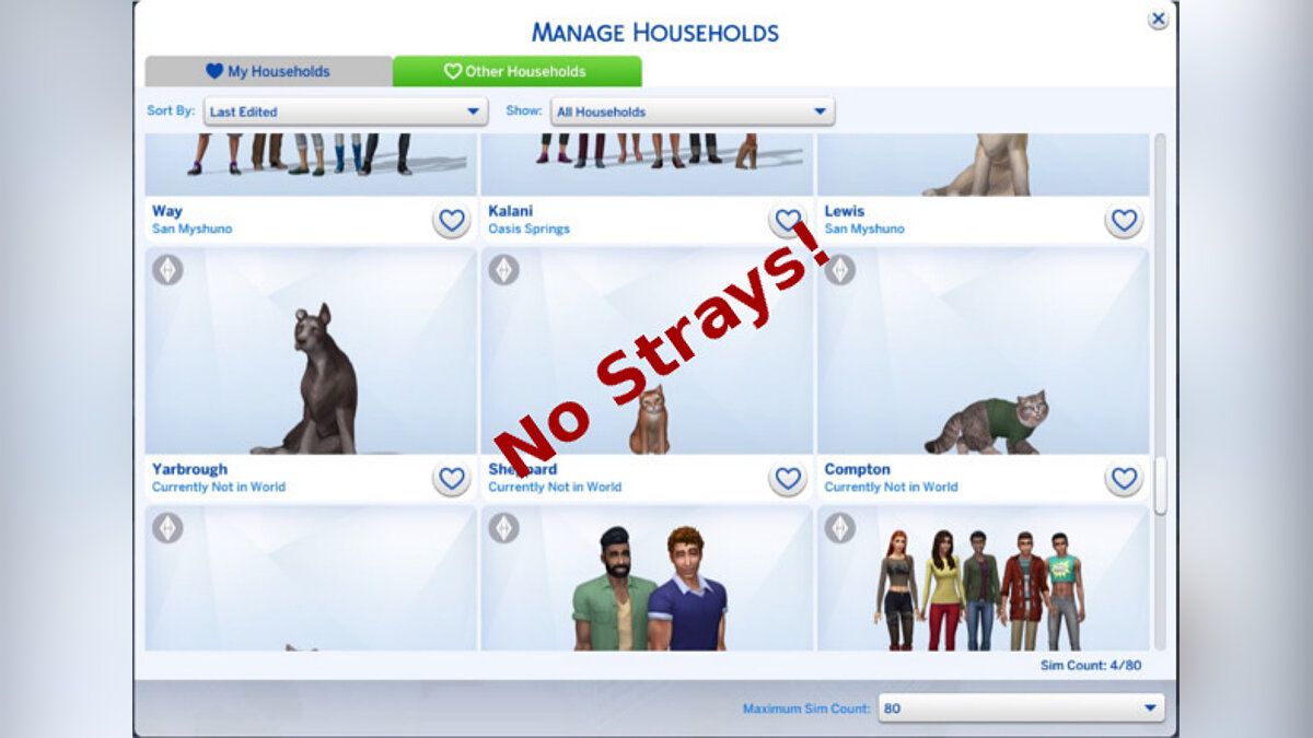 The Sims 4 — Elimination of stray animals