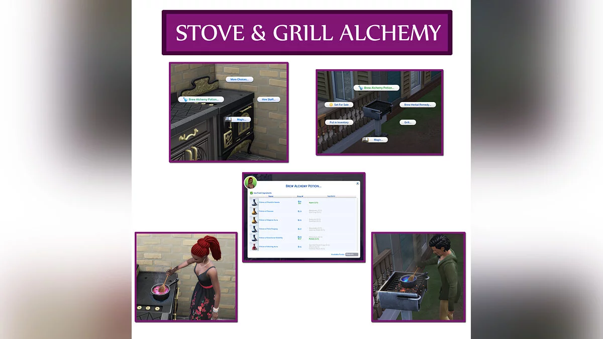 The Sims 4 — Ability to brew magic potions on stoves and grills