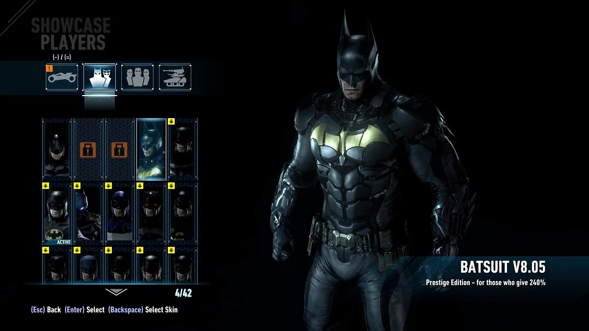 Batman: Arkham Knight Game of the Year Edition — Golden suit "Prestige" at the beginning of the game