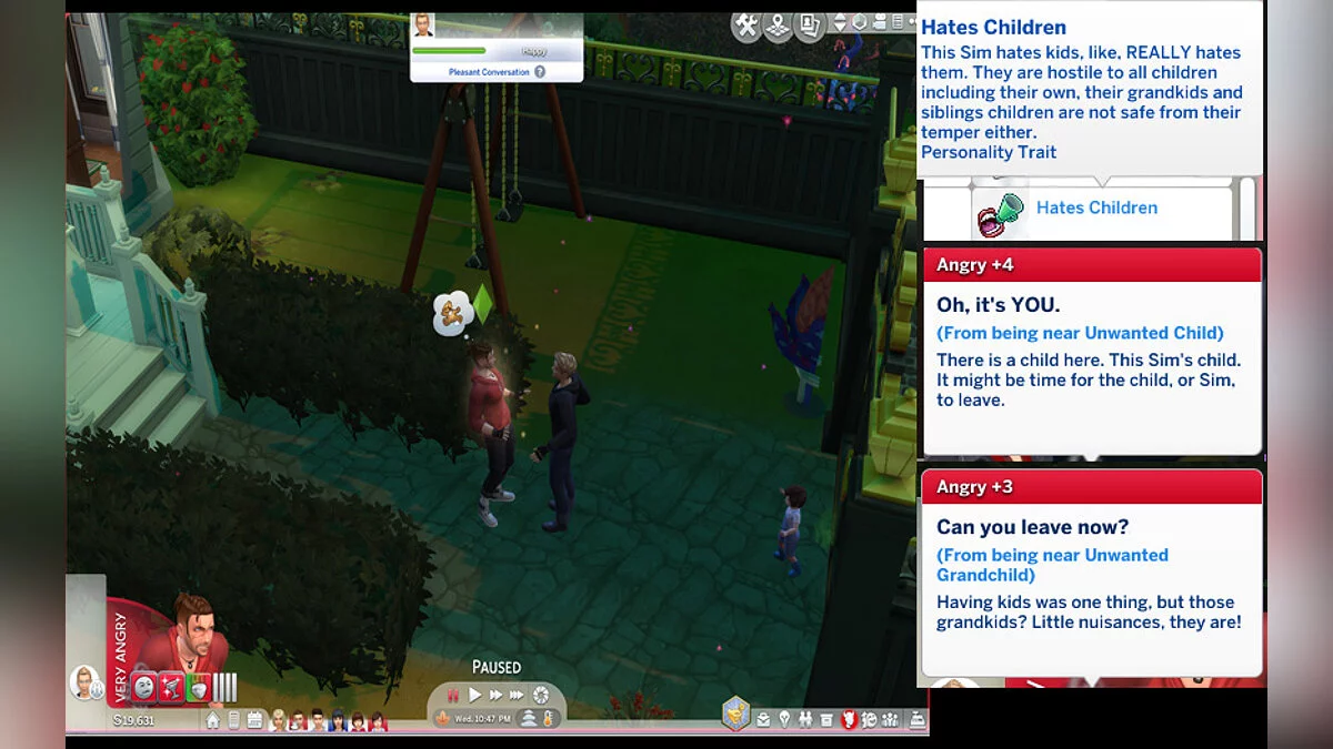 The Sims 4 — Character trait "Hates children"