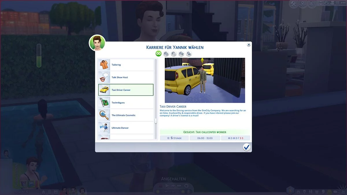 The Sims 4 — carrera de conductor