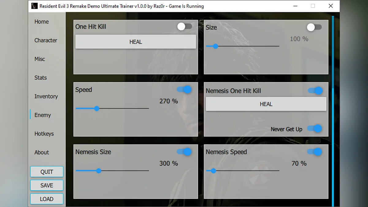 Resident Evil 3 — Ultimate Trainer для Resident Evil 3 Remake Demo