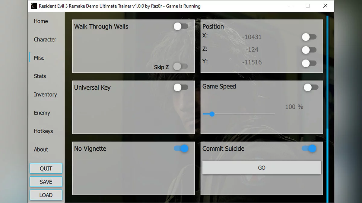Resident Evil 3 — Ultimate Trainer для Resident Evil 3 Remake Demo